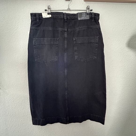 NEW Free People Wild Roses Midi Black Denim Jean Skirt Sz 31 Minimalist Capsule - Picture 3 of 10